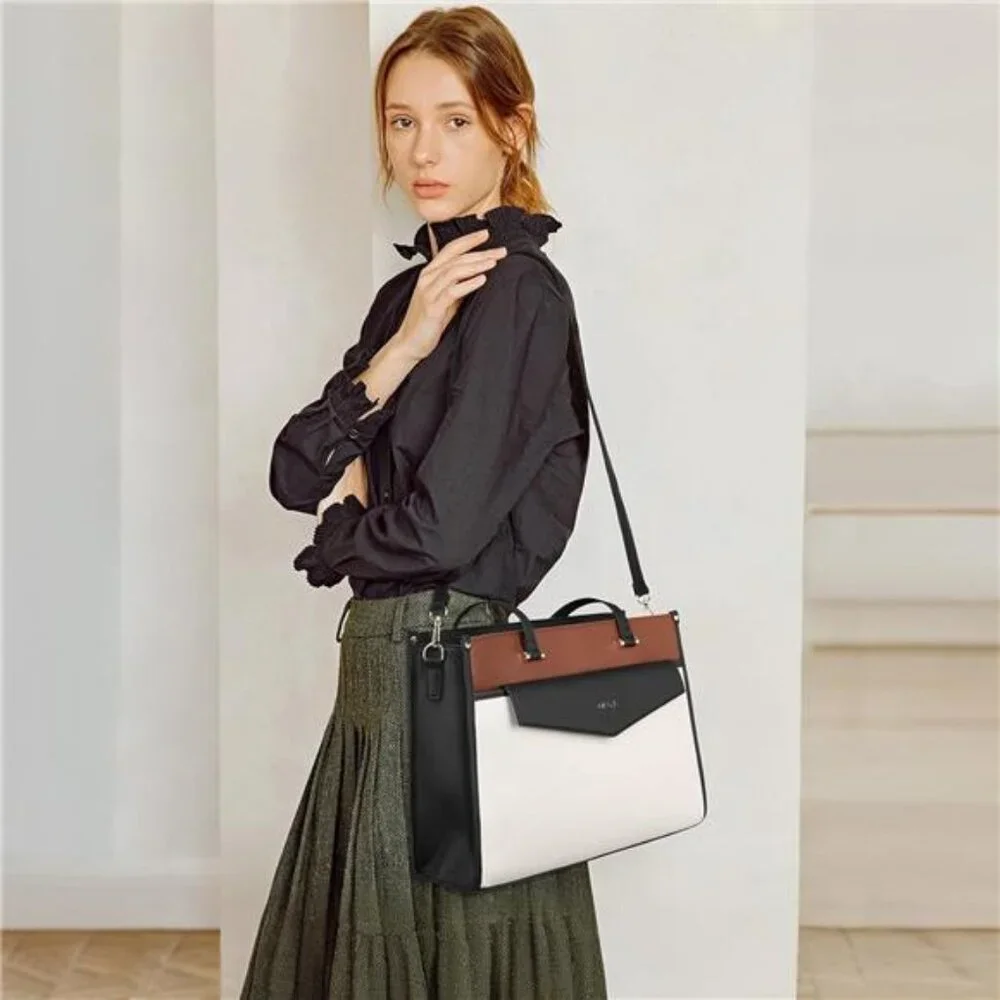 3pcs Laptop Bag for Women 15.6 Inch Leather Work Tote Bags Professional Business